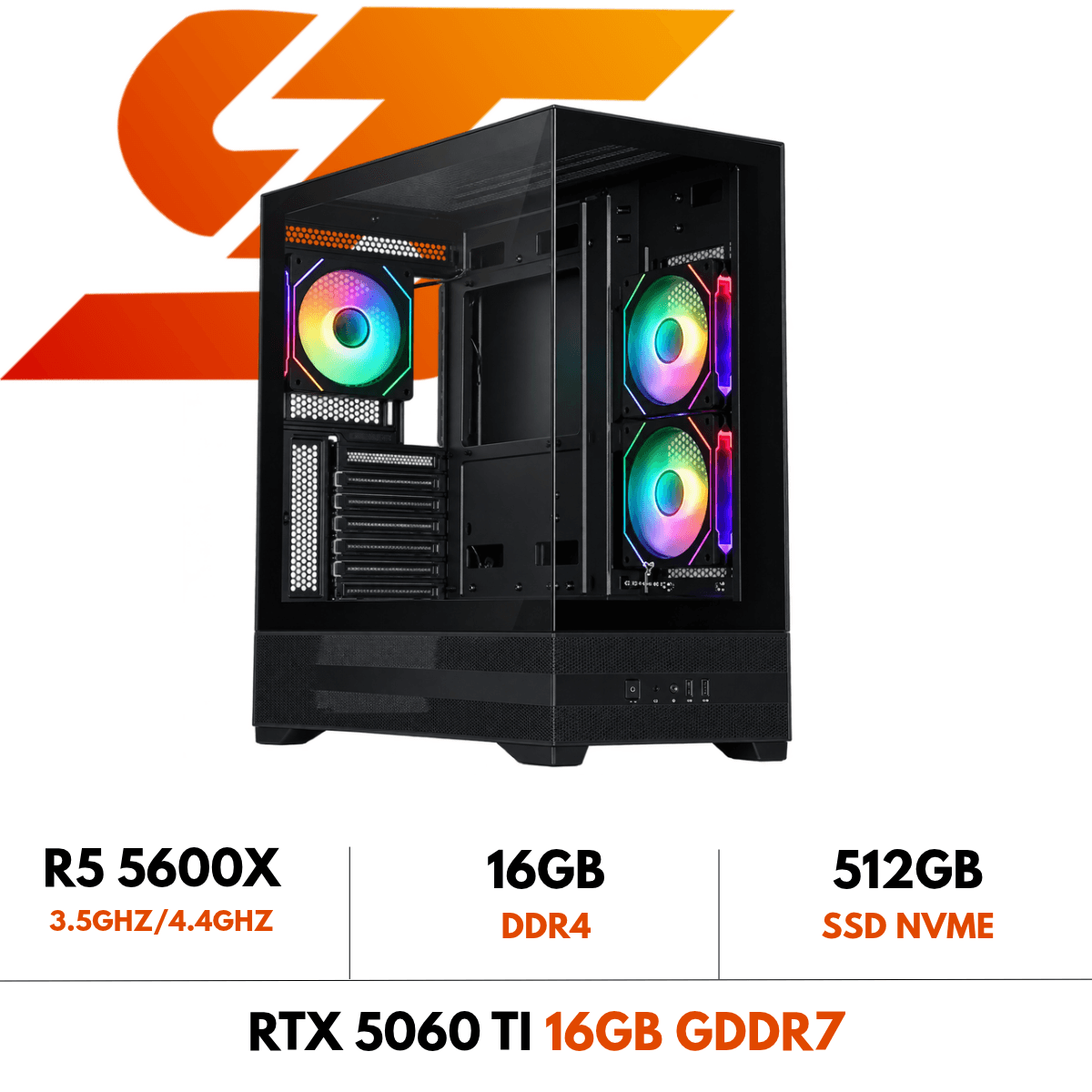 PC Gamer SiliconTech – AMD Ryzen 5 5600X / 16GB RAM / 512GB SSD / RTX 5060 Ti 16GB