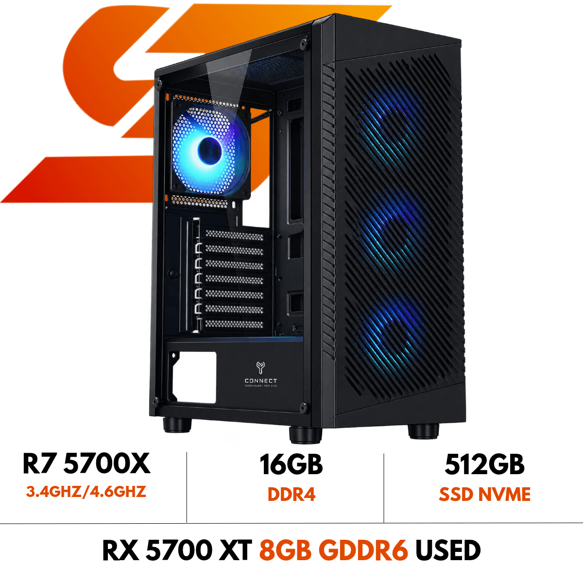 PC Gamer SiliconTech – Ryzen 7 5700X / RX 5700 XT 8Go / 16Go DDR4 / 512Go NVMe